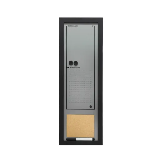Tablero Semanal Combinado Magnético y de Corcho 20x60cm Negro – Bi-Office