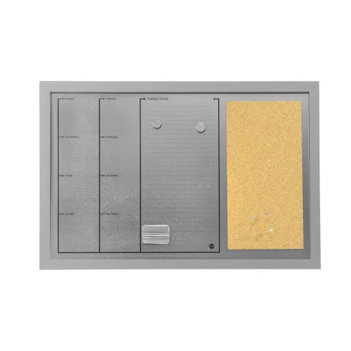 Tablero Semanal Combinado Magnético y de Fieltro 40x60cm Gris – Bi-Office