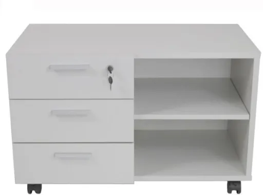 Armario Para Impresora 80x45x47 cm 3 Cajones y 2 Estantes Gris - Riva