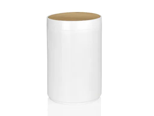 Papelera Blanca Con Tapa de Bambú 5L – Andrea House