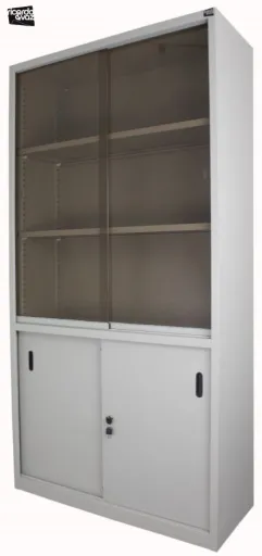 Armario Mixto 195x100x42 cm Gris Aluminio Con Vidrio Bronce