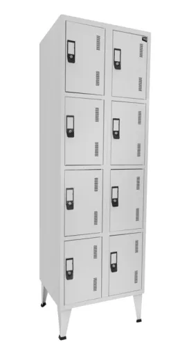 Taquillas Metálicas de Color Gris Dobles Con 8 Puertas – 1900x600x500 mm Standard