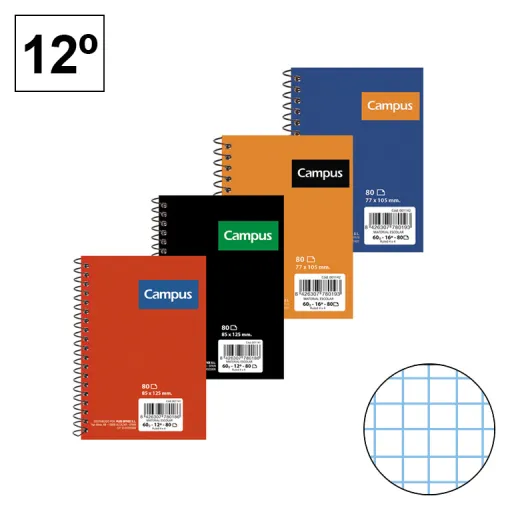 Libreta Espiral Tamaño 12º 80 Hojas Cuadrícula 4 mm – Campus