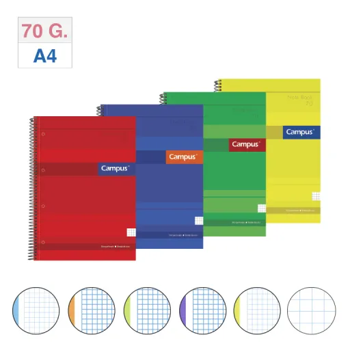 Cuaderno A4 160 Hojas Tapa Dura Cuadrícula 70g – Campus 