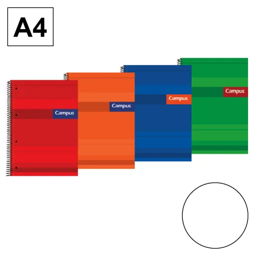 Cuaderno Espiral Tapa Dura 160 Hojas 70g Liso – Campus 