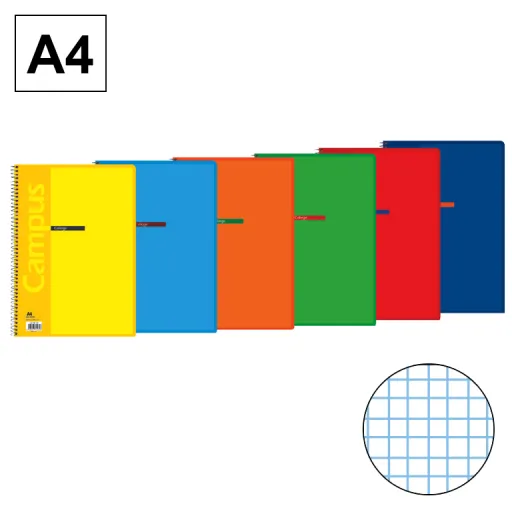 Cuaderno Espiral A4 Tapa Básica Cuadrícula 3 mm 60g – Campus 