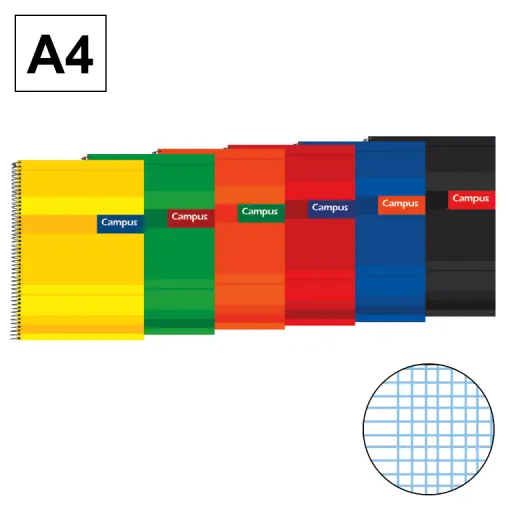 Cuaderno Espiral Tapa Extradura A4 80 Hojas 70GR Milimetrado – Campus