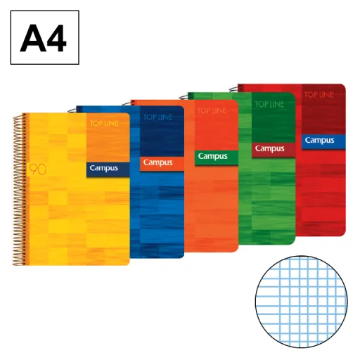 Cuaderno Espiral Tapa de Polipropileno A4 80 Hojas 90g Milimetrado – Campus 