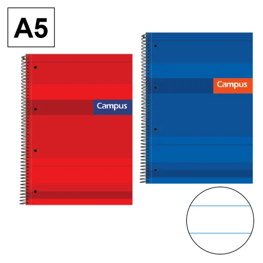 Cuaderno Espiral Tapa Dura A5 160 Hojas 70GR Rayado Perforado – Campus