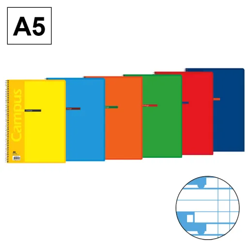 Cuaderno Espiral A5 80 Hojas 70g Cuadrícula 4 mm – Campus