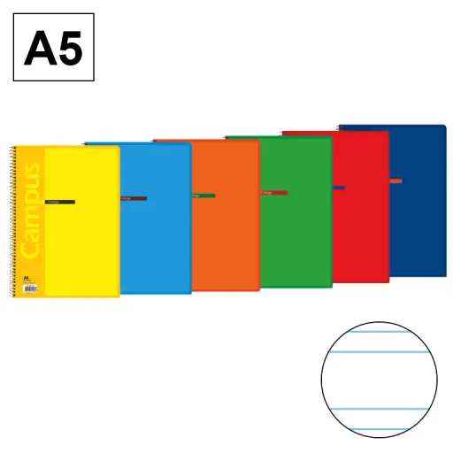 Cuaderno Espiral A5 80 Hojas 60g Doble Línea 3,5 mm – Campus