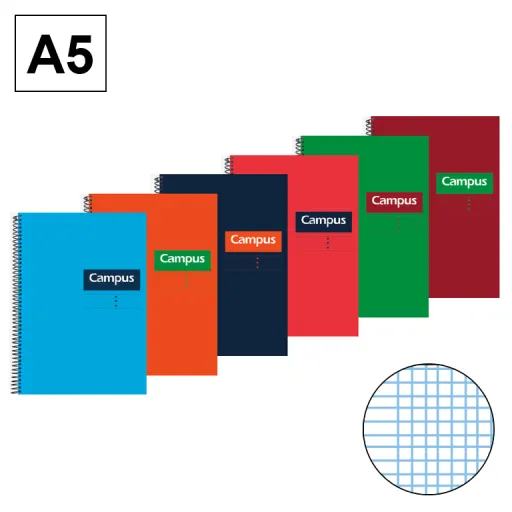 Cuaderno Espiral Tapa Dura A5 80 Hojas 60GR Milimetrado – Campus