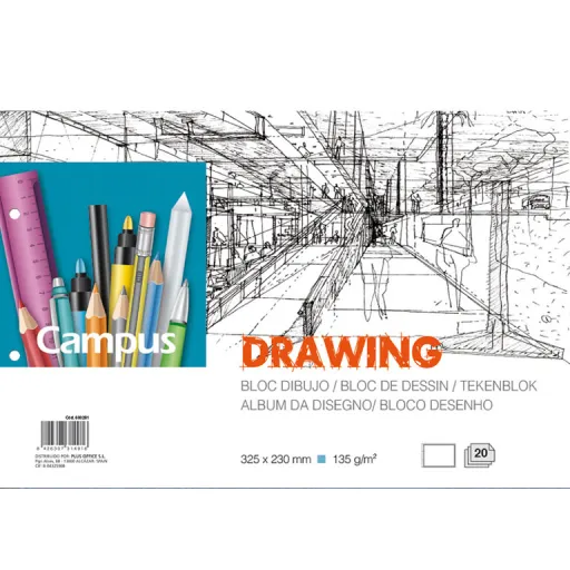 Bloc de Dibujo Luxe A4 135g 20 Hojas Con Recuadro – Campus