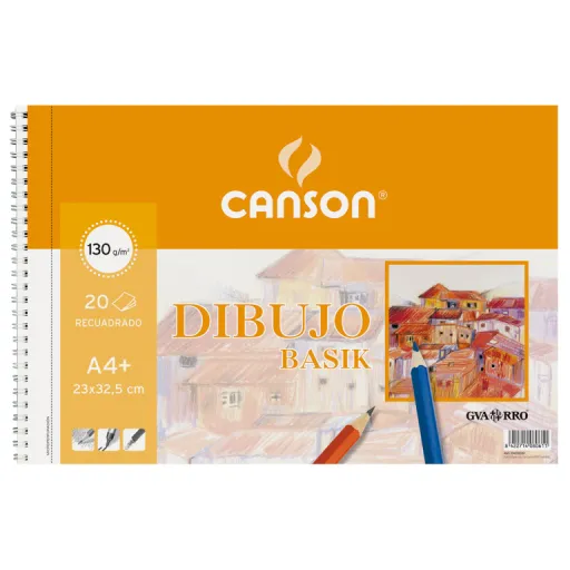 Bloc de Dibujo Basik A4 Espiral Liso 20 Hojas 130g – Canson