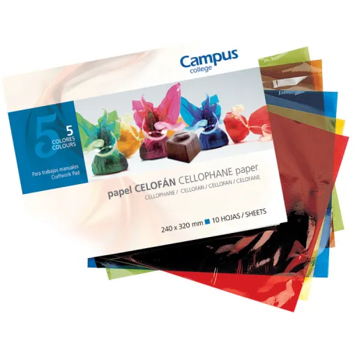 Bloc de Papel Celofán Tamaño Folio 10 Hojas Surtidas – Campus