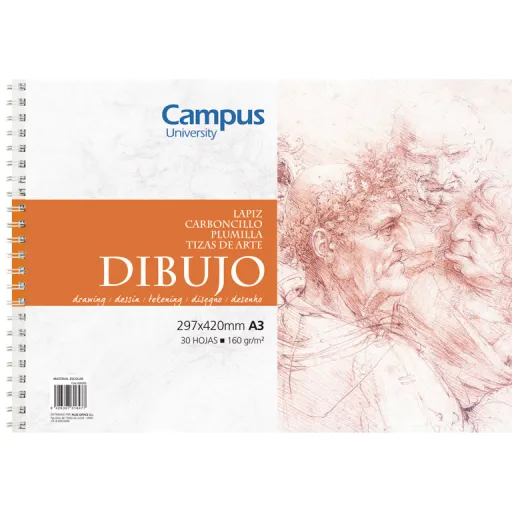 Bloc de Dibujo Espiral A3 160g 30 Hojas – Campus