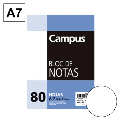 Bloc de Notas Microperforado A7 80 Hojas 60g Liso – Campus
