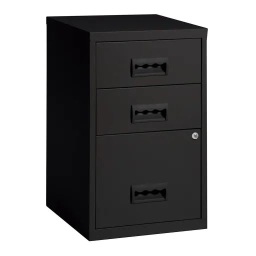 Cajonera 400x400x660 mm 3 Cajones Negro - Pierre Henry