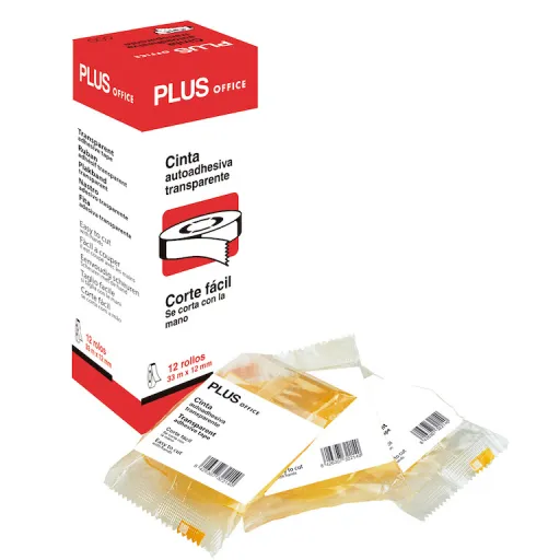Cinta Adhesiva Transparente Plus Office 12mm x 33m Blíster 1 Rollo