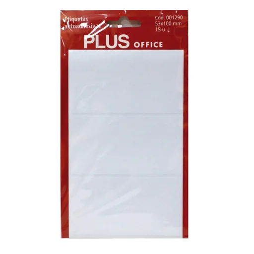 Etiquetas Autoadhesivas Blancas 53x100 mm Con Bordes Redondeados. Sobre Con 5 Hojas, Total de 15 Etiquetas. 