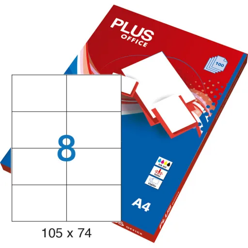Etiquetas Autoadhesivas Plus Office 105x74 mm – 100 Hojas