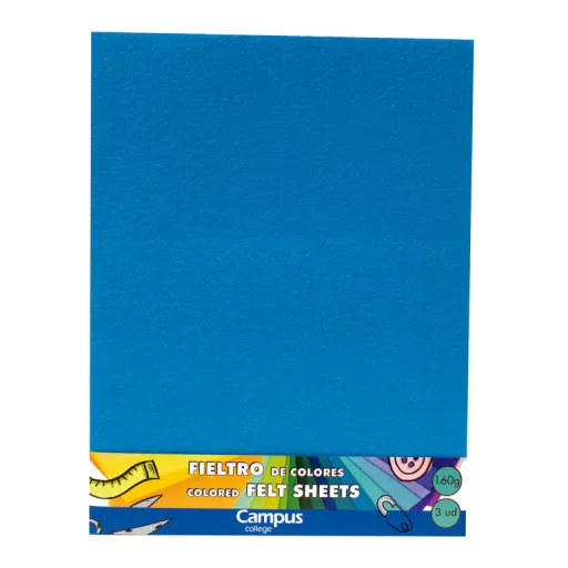 Fieltro Campus 23x30,5 Azul Claro – 3 Unidades