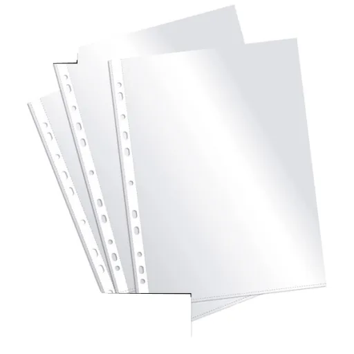 Fundas de Plástico A4 Cristal 60 Micras – 100 Unidades – Plus 