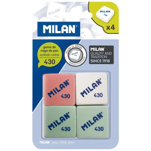 Gomas de Borrar Milan 430 Miga Blanca – Pack de 4 Unidades - Milan