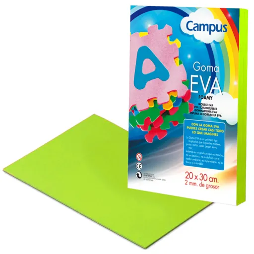 Hojas Goma EVA Musgummi Campus A4 Verde Manzana – Pack 10 Unidades