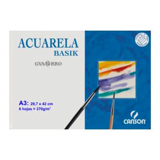 Bloc Acuarela Basik A3+ 370g 6 Hojas – Canson