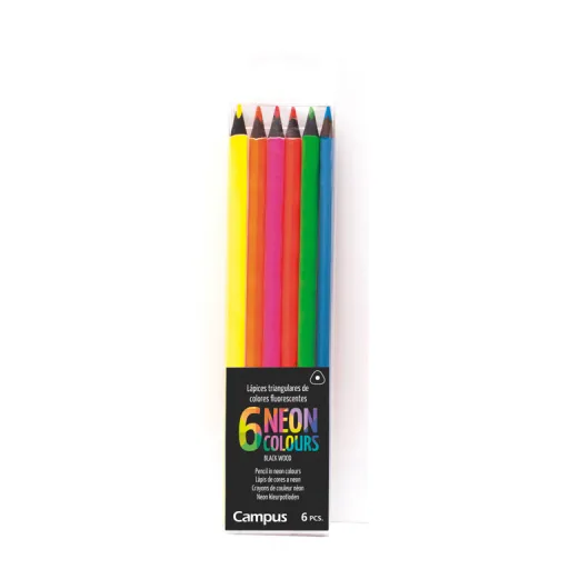 Lápices de Colores Neón Triangulares 6 Un. – Campus