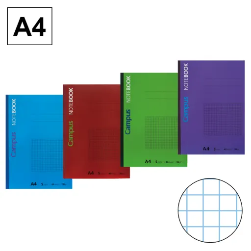 Cuaderno Encolado A4 40 Hojas 90GR Cuadrícula 5mm – Campus