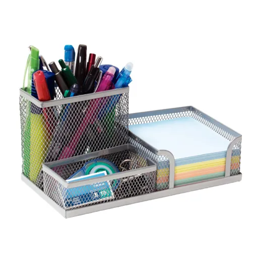 Organizador de Escritorio Plus de Metal Plateado