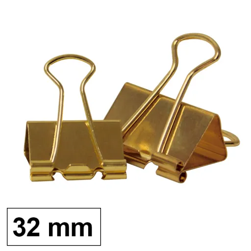 Pinzas Para Papeles Doradas MK 30 mm – 12 Unidades – Plus