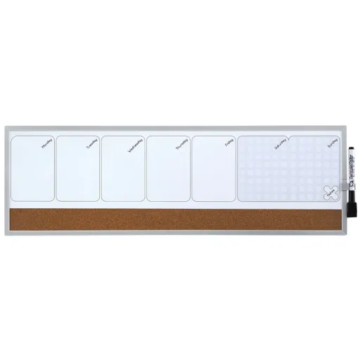 Nobo - Pizarra Blanca Semanal Magnética Planning Rexel 19x58,5 cm