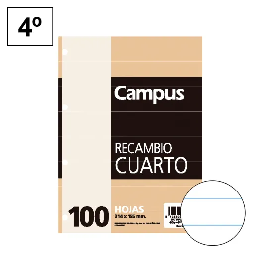 Recambio de Hojas 155 x 215 mm 100 Hojas 60GR Horizontal – Campus