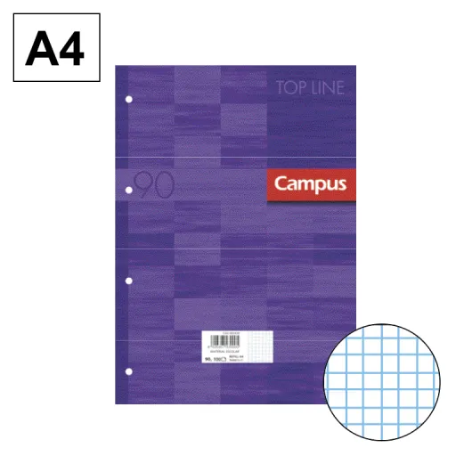 Recambio de Hojas A4 100 Hojas 90GR Cuadrícula 3 mm – Campus