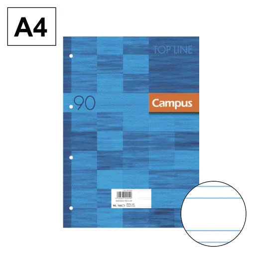 Recambio de Hojas A4 100 Hojas 90GR Doble Raya 2,5 mm Azul – Campus