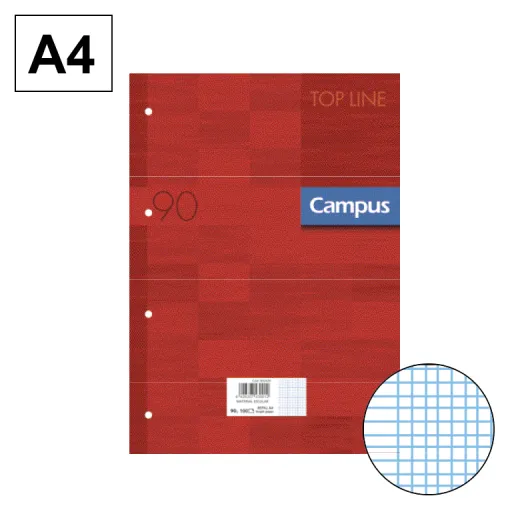 Recambio de Hojas A4 100 Hojas 90G Milimétrico - Campus