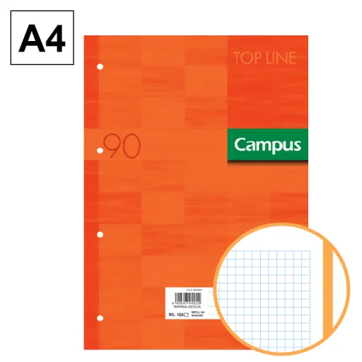 Recambio de Hojas A4 100 Hojas 90GR Cuadrícula 5 mm Naranja – Campus