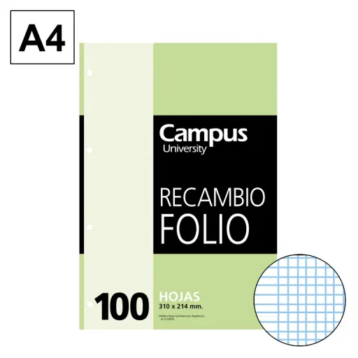 Recambio de Hojas Folio 100 Hojas 60GR Milimetrado – Campus