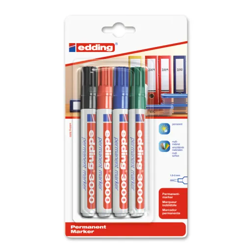 Rotuladores Permanente Edding 3000 Surtido / Blanco 4 Unidades - Edding