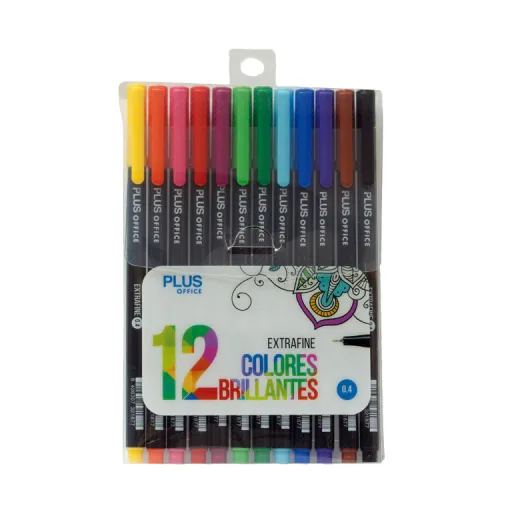 Rotulador Permanente Plus Punta Extrafina 12 Colores – Plus Office