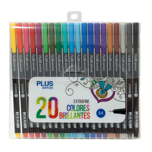 Rotulador Permanente Plus Punta Extrafina 20 Colores – Plus Office