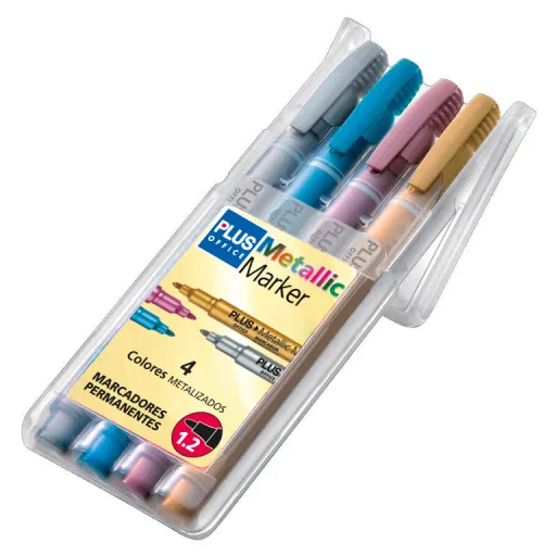 Rotulador Permanente Metálico Blanco 4 Unid. – Plus