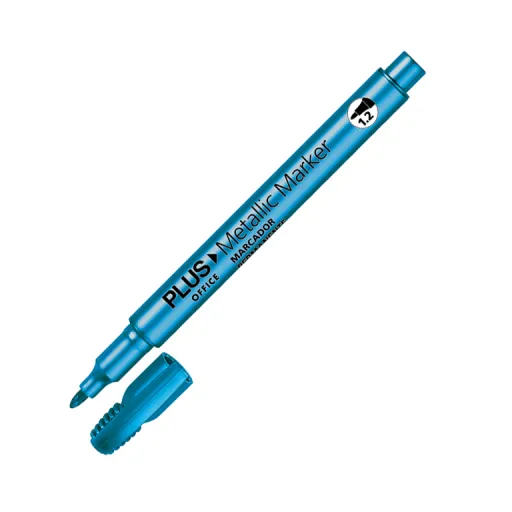 Rotulador Permanente Metálico Azul – Caja 12 Unidades – Plus Office
