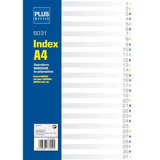 Separadores Numéricos 31 Divisiones – Cartulina A4