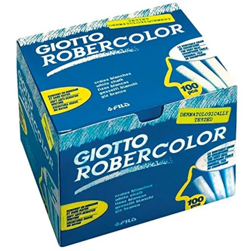 Tizas Blancas Antipolvo Robercolor – Caja de 100 Unidades – Fila