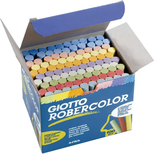 Tizas Antipolvo Colores Surtidos Robercolor – Caja de 100 Unidades – Fila