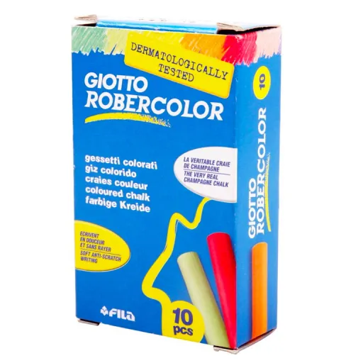 Tizas Antipolvo Colores Surtidos Robercolor – Caja de 10 Unidades – Fila